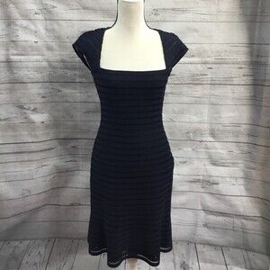 NWT Chetta B Square Neck Cocktail Dress Navy 4